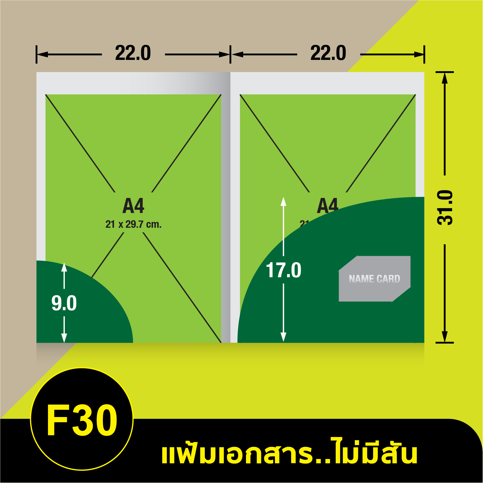 แฟ้มเอกสารไม่มีสัน-F30